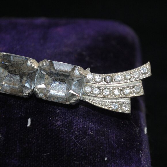 Large Antique/Vintage 1920s-30s Rhinestone Bouquet Comet Brooch - Picture 4 of 9